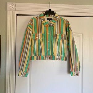 Missguided Cropped Pastel Stripped Diem Jacket